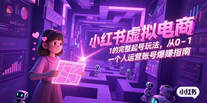 小红书虚拟电商，从0-1的完整起号玩法，一个人运营账号爆赚指南-萤火网创