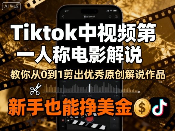 Tiktok中视频第一人称电影解说，教你从0到1剪出一个优秀的原创解说作品，新手也能挣美金-萤火网创