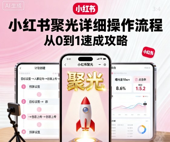 小红书聚光详细操作流程，小红书聚光从0到1速成攻略-萤火网创